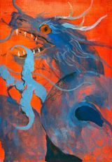 Blue Dragon by Jia Sung contemporary artwork painting textile