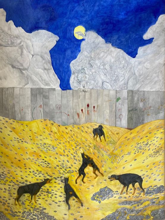 The Tragic Fate of Dampfire Family by Siamak Shojaei contemporary artwork Painting