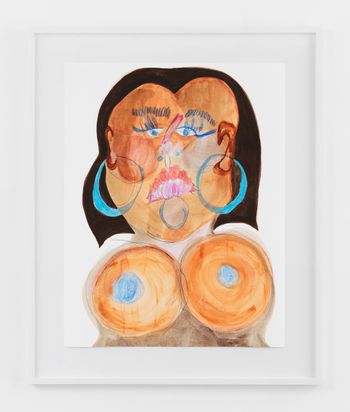 Black Face with Brown Bob by Tschabalala Self contemporary artwork drawing works on paper