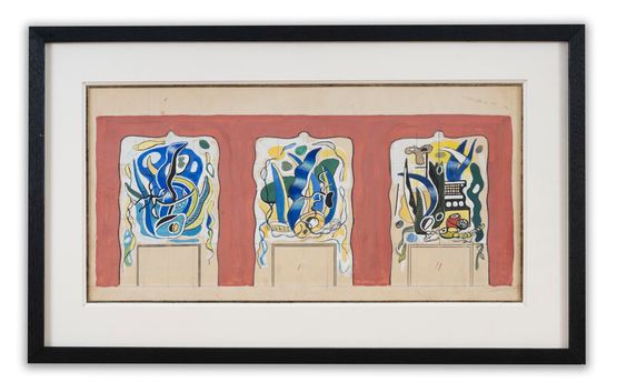 Projet pour le manteau de la cheminee de la demeure de Nelson Rockefeller a Pocantico New York by Fernand Leger contemporary artwork Painting