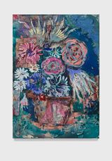 Flowers 11 petrol blue by Daniel Crews-Chubb contemporary artwork painting