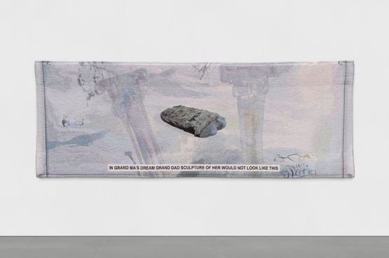 In Grand Mas Dream Grand Dad sculpture of her would not look like this by Laure Prouvost contemporary artwork Textile