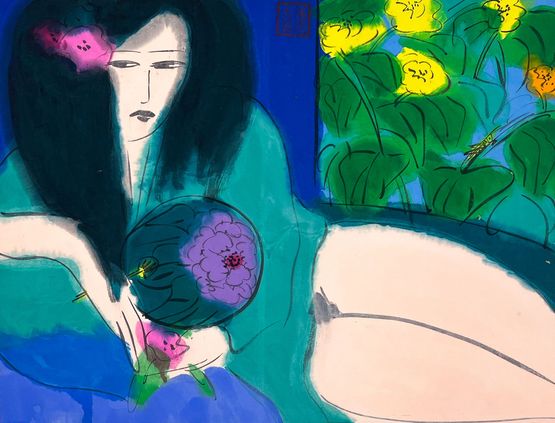 Reclining Beauty by Walasse Ting contemporary artwork Painting