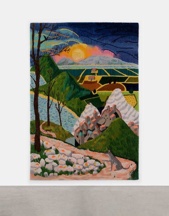 The wolf who made a city tremble c.1216 After Sassetta by Isabel Nolan contemporary artwork Textile