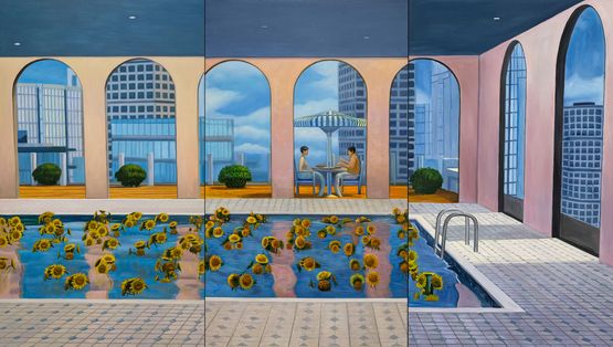 Home Sweet Home Floating in Bloom 2 by Mak2 contemporary artwork Painting