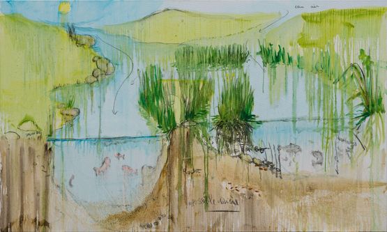 The River That Cannot Be by Fabrice Hyber contemporary artwork Painting