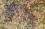 Bush Holiday Dreaming 26-10 by Leon Russell Black contemporary artwork Painting