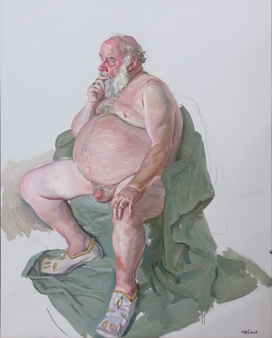 Old Man Plays The Role of Henry VIII by Danqing Chen contemporary artwork Painting