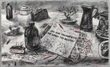 Drawing for A Nicely Built City Oh The Trumpets We Used To Blow by William Kentridge contemporary artwork drawing
