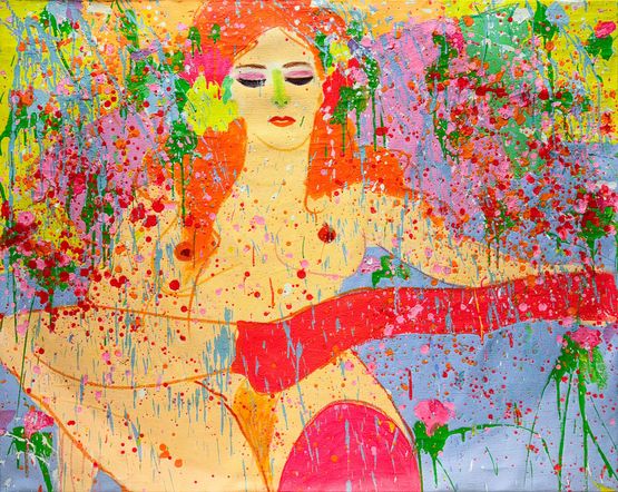 I Want to Stay Home Tonight by Walasse Ting contemporary artwork Painting