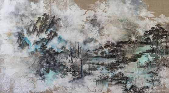Spirit Mountain Lake by Deborah Mckellar contemporary artwork Painting