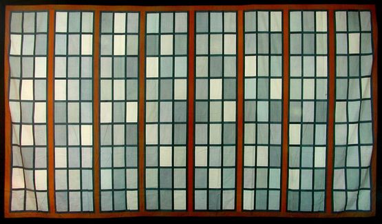 Grey rectangles by Chant Avedissian contemporary artwork Textile