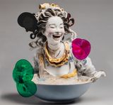 A figural Soup Bowl allegorical of The Ramen female by Hanakam  Schuller contemporary artwork painting photography