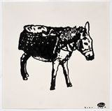 A Donkey in My Studio 01 by Sadik Kwaish Alfraji contemporary artwork drawing painting works on paper