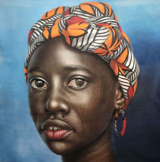 Portrait of Dolapo as a Young Sculptor by Babajide Olatunji contemporary artwork Painting