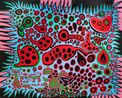 Imagined Scenery Dotted with Pumpkins by Yayoi Kusama contemporary artwork Painting