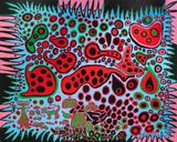 Imagined Scenery Dotted with Pumpkins by Yayoi Kusama contemporary artwork painting