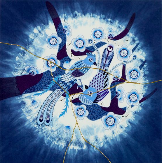 Japan blue Plum blossom by Kohei Kyomori contemporary artwork Mixed Media