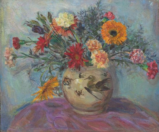 Floral Cizhou Ware Vase by Yuan Yunsheng contemporary artwork Painting
