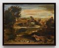 Untitled Paesaggio con carro e volpe by Luigi Zuccheri contemporary artwork Painting