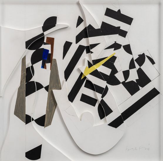 Quiet Motion Construction with yellow by Perle Fine contemporary artwork Works on Paper
