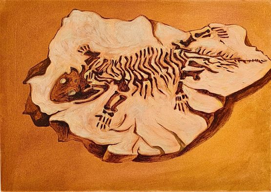 Museum Menageries 44 The fossil reptile by Prabhakar Pachpute contemporary artwork Works on Paper