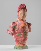 Woman with coral earrings by Linda Marrinon contemporary artwork sculpture