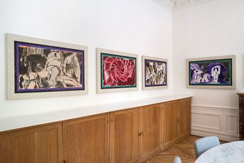 Contemporary art exhibition Group Exhibition Alechinsky with Kolar and Balzac at Galerie Lelong 13 Rue de Teheran Paris France