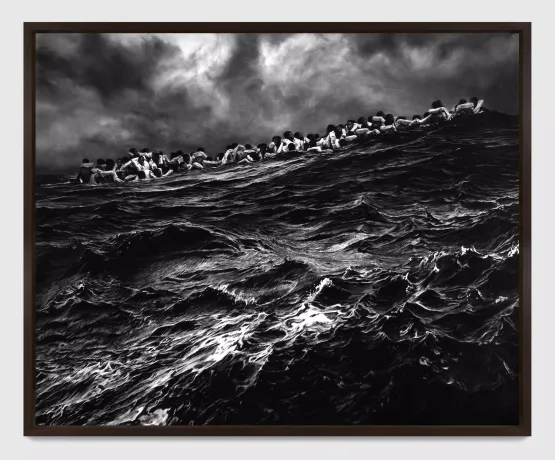 Untitled Refugees At Mediterranean Sea Sub-Saharan Migrants July 25 2017 by Robert Longo contemporary artwork Works on Paper