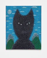 Black cat by Mark Connolly contemporary artwork drawing painting works on paper