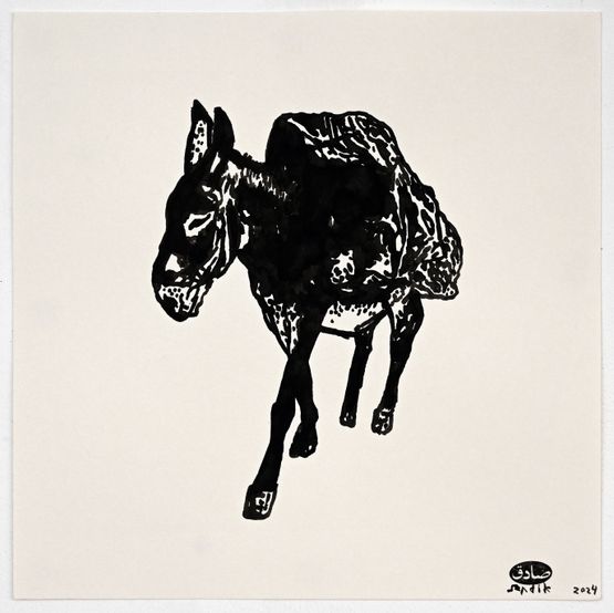 A Donkey in My Studio 10 by Sadik Kwaish Alfraji contemporary artwork Painting