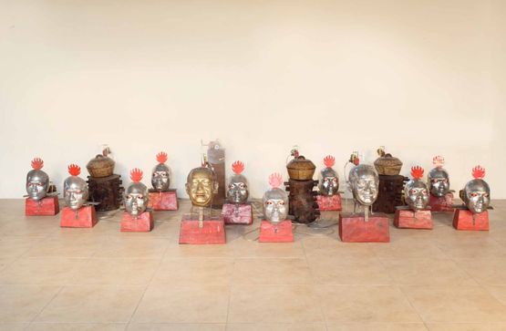 The Heads of Gamelan by Heri Dono contemporary artwork Installation