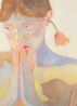 Pink tulip by Ines Longevial contemporary artwork Painting