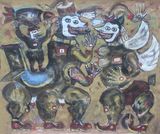 The King Who Save the Bomb from Disaster by Heri Dono contemporary artwork works on paper