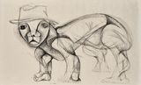 Self Portrait animal with hat ref 33.2 by Dumile Feni contemporary artwork works on paper