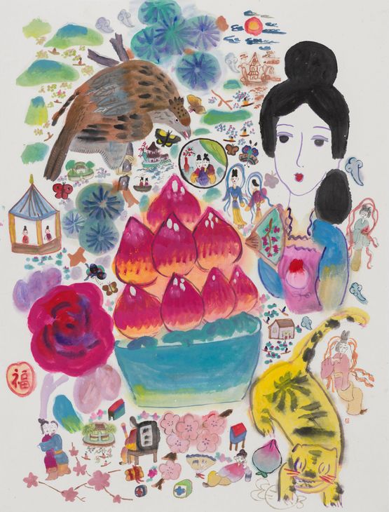 Floral Whispers in the Shadows by Wang Mengsha contemporary artwork Works on Paper