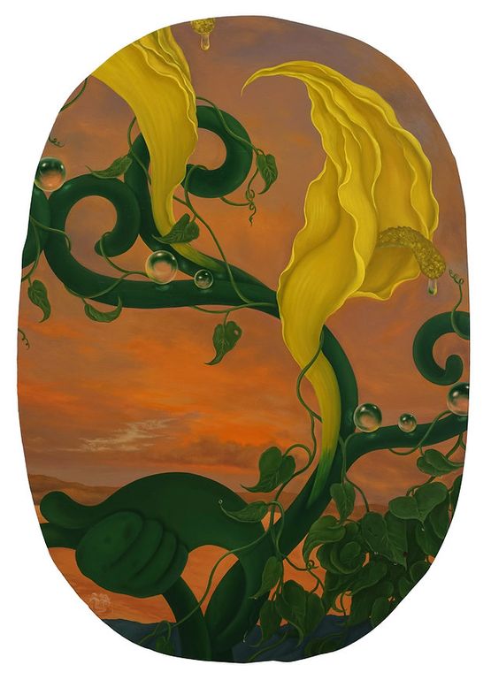 Calla Lilies and the Morning Dew by Lin Shan contemporary artwork Painting