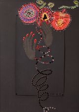 Reaching for the sweet flowers and live fruits of peace and life n. 2 by Clemen Parrocchetti contemporary artwork sculpture textile