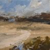 Sun on the sand Dinas Bay by Louise Balaam contemporary artwork Painting