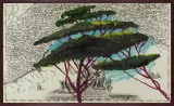 Portrait of Italy Through Its Trees Painting on Map XXIV by Julian Schnabel contemporary artwork print works on paper