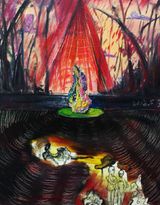 Crying Taihu Stone by Zou Sijin contemporary artwork painting