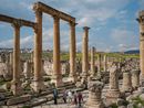 Ghina Raghad Yusra Nahla and Rahaf Walking Through Roman Ruins After Leaving Palestine Jordan by Lucas Foglia contemporary artwork Print