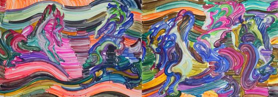 Thousands of horses galloping by Etsu Egami contemporary artwork Painting