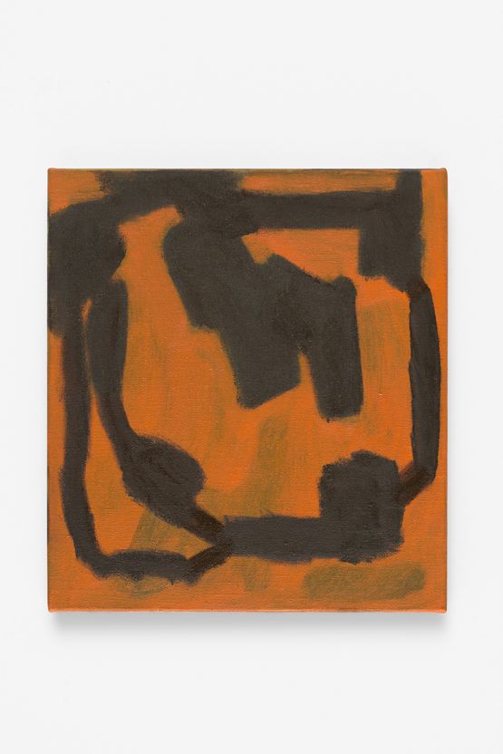 Orange and black suspended by Eleanor Louise Butt contemporary artwork Painting