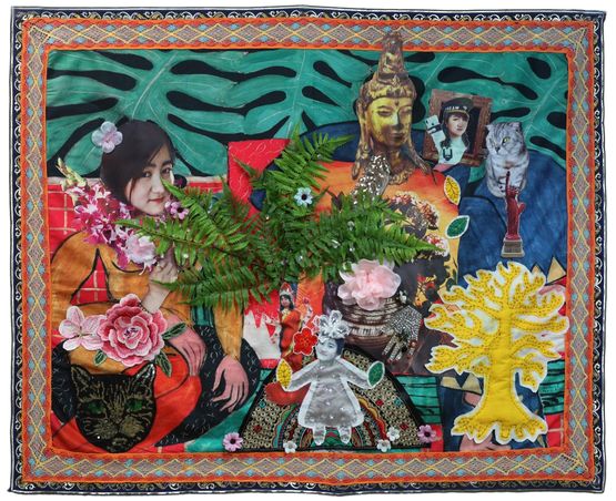 Buddha and Blossoms by Ye Funa contemporary artwork Painting