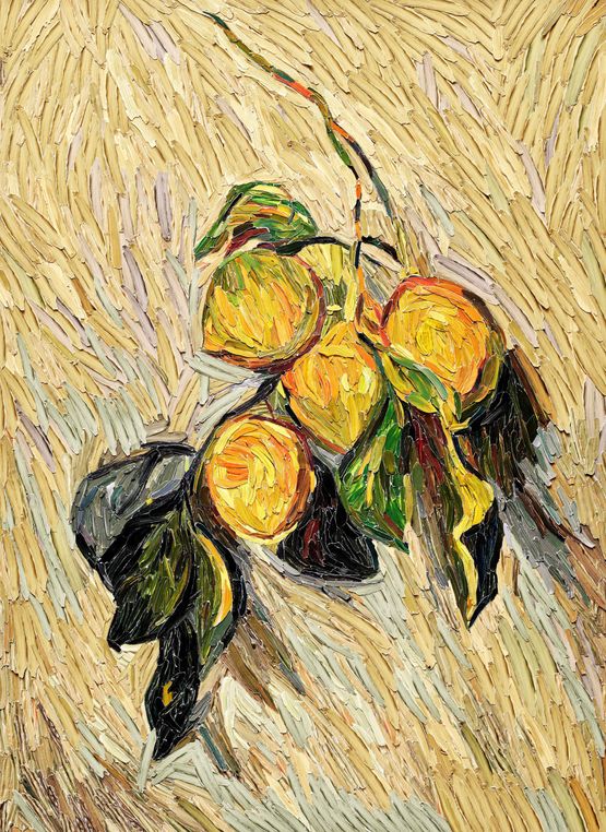 Branch of Lemons after Claude Monet Brushstrokes series by Vik Muniz contemporary artwork Print