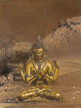 Meditation in Cold Mountains by Mi Qiaoming contemporary artwork painting