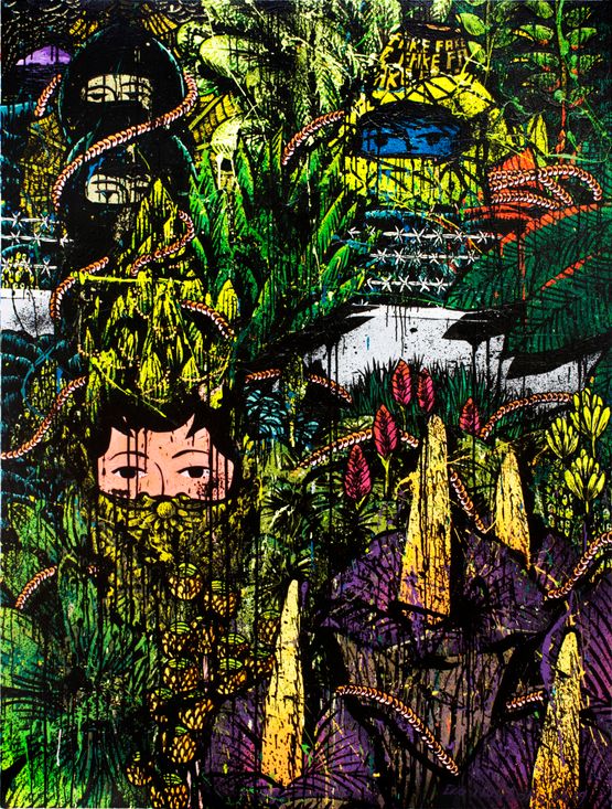 We Dont Like That Wall in Our Garden by Eko Nugroho contemporary artwork Painting