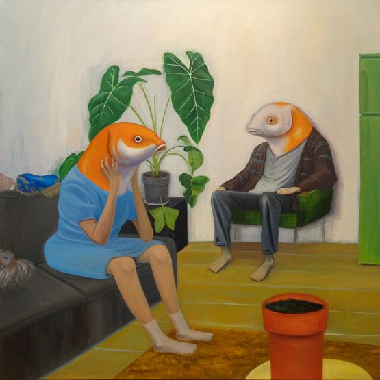 Watching the Plants with Heart III Alocasia Frydek by Ant Ngai Wing Lam contemporary artwork Painting
