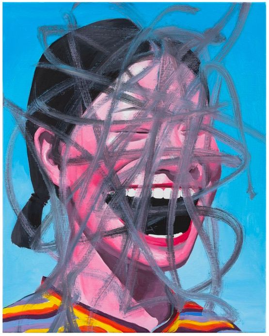 The Crowd by Yue Minjun contemporary artwork Painting